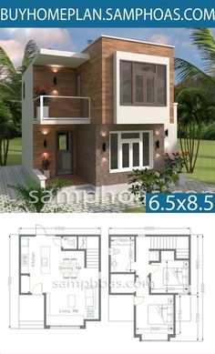 two story house plan with 3 bedroom and 2 bathrooms in the same area, it is very