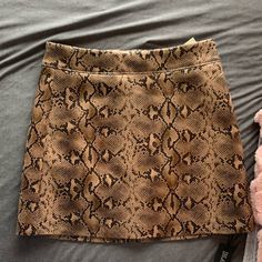 This Has Never Been Worn! New W Tags! Trendy Brown Lined Skirt, Trendy Brown Mini Skirt For Night Out, Trendy Brown Mini Skirt For Day Out, Trendy Brown Skirt For Day Out, Fitted Brown Mini Skirt For Day Out, Brown Suede Skirt, Cheetah Skirt, Belted Mini Skirt, Retro Skirt