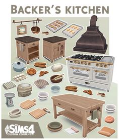 an image of a kitchen scene with items for baking and other things to cook in it