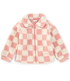 From Mud Pie&#x2C; this jacket features:Checked patternPoint collarLong sleeves with ribbed cuffs for a snug fitZip-front closureSherpa polyesterLining of polyester/cotton jerseyMachine wash/tumble dryImported. Kids Coats Girls, Sherpa Jacket, Mud Pie, Dillard's, Vest Jacket, Cold Weather, Pie