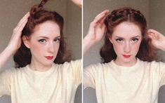 1940 Hair, 1950 Hairstyle, Vintage Hairstyles For Long Hair, Vintage Hairstyle, 40s Hairstyles, Hairstyle For Long Hair, Tan Skin Blonde Hair, Vintage Hairstyles Tutorial, Headband Vintage