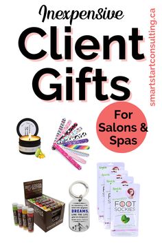 an advertisement with the words, new expensive client gifts for salons and spas