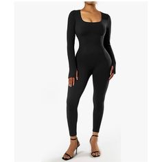 Women's Long Sleeve Ribbed One-Piece Jumpsuit In Black. Made From 90% Nylon And 10% Spandex. Features A Square Neckline, Long Sleeves, Thumb Holes, And A Bodycon Fit With Tummy Control. Suitable For Casual Occasions And All Seasons. Machine Washable. Size S, Regular Fit. New, Nwot. Keywords: Women's Jumpsuit, Black Jumpsuit, Long Sleeve Jumpsuit, Ribbed Jumpsuit, Bodycon Jumpsuit, Casual Jumpsuit, Stretchy Jumpsuit, Tummy Control Jumpsuit, One-Piece Jumpsuit, Fashion Jumpsuit, Thumb Holes Pit To Black Jumpsuit Outfit, Onepiece Jumpsuit, Stretchy Jumpsuit, Spandex Jumpsuit, 22 Birthday, Ribbed Jumpsuit, Birthday Plans, Jumpsuit Long Sleeve, Women's Jumpsuit