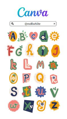 the alphabet is made up of colorful letters and numbers, with different colors on them