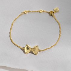 Bow Tie Pasta Gold Bracelet Gold Plated Bow Jewelry For Party, Gold Bow Necklace For Party, Formal Gold Plated Bow Jewelry, Gold Necklaces With Bow As Gifts, Gold Plated Bow Jewelry Gift, Wanderlust And Co, Bowtie Pasta, Luxe Jewelry, Chain Extenders