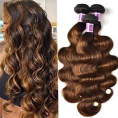 PRICES MAY VARY. Hair Material:🌺 Brazilian Body Wave Hair weave Bundles.Top Grade 10A 100% Human remy hair bundles was cut from young girls, clean and healthy to make sew in or wigs Hair Quality:🌺 Ombre Body wave Human Hair bundles strong double weft, No Shedding. No tangle. Soft and Silky. Thick and no split end. Hold curls well.Can be Bleached, Dyed, Heat, Style the Hair Weave as You Want. 3. Hair Color:🌺Human Hair Bundles Brown with Highlight TFB30 color. Very beautiful and fashion.can mak Wavy Weave, Blond Ombre, Hair Bundle Deals, Brazilian Hair Bundles, Brazilian Remy Hair, Brown Balayage, Hair Weaves, Human Virgin Hair, Raw Hair