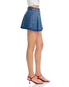 Steve Madden Marlowe Pleated Denim Skort