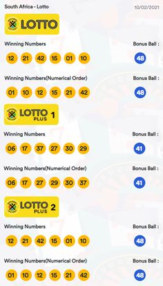 an info sheet with numbers and symbols for the lotto slots in each game