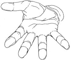 a drawing of a hand with two fingers extended to the wrist and one arm outstretched