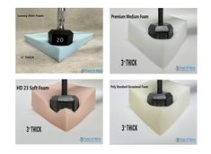 four different types of pedestals with numbers on each one side and the other three