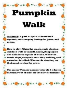 the pumpkin walk poster is shown with instructions