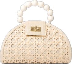 Luxury Large Capacity Summer Bags, White Bags With Bamboo Handle For Everyday Use, Luxury Beige Bags For Vacation, Cream Top Handle Bag With Bamboo, Cream Top Handle Bag With Bamboo Detail, Cream Top Handle Bag With Bamboo Handle, Vacation Shoulder Bag With Removable Pouch, Luxury Cream Bag For Summer, Luxury Summer Rectangular Satchel