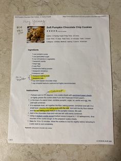 a piece of paper that has some writing on it with the words'best tropical chocolate chip cookies '