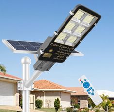 solar street light with remote control in residential area