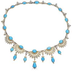 Victorian Turquoise & Diamond Collar — Gray & Davis: Antique & Custom Jewelry Elegant Turquoise Necklace With Diamond Accents, Elegant Turquoise Necklaces With Diamond Accents, Diamond Collar, Victorian Collar, Unusual Jewelry, Vintage Jewels, Something Blue, Blue Turquoise, Brilliant Cut Diamond