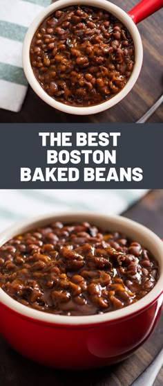 the best boston baked beans in a red bowl