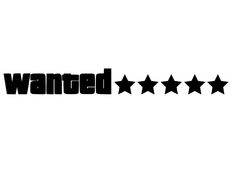 the word wanted with five stars in black on a white background