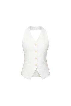 This vest effortlessly combines gentle and chic aesthetics with the latest wool and cotton fabrics. Its sleeveless design provides a comfortable fit and a sophisticated look. Perfect for any occasion. Cheap Blue Vest Crop Top, Fitted Cotton Sweater Vest For Layering, Classic Tank Top For Layering, Elegant Formal Linen Tops, Elegant Cotton Tank Top For Layering, White Linen Sleeveless Vest, Elegant Sleeveless Cotton Vest, Chic Fitted Linen Tank Top, Elegant Sleeveless Vest