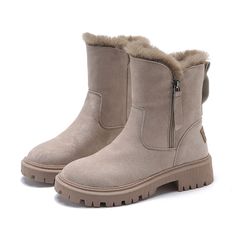 Color: Apricot, size: 42 Shoes Women 2023, Winter Boots Women Snow, Fur Snow Boots, Slip Shorts, 2 Piece Skirt Set, Fur Lined Boots, Snow Boots Women, Martin Boots, Winter Boots Women