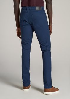 About Our Men's Tall Pants Straightforward tall pants for men, designed to be worn every day. With sizes tailored specifically for tall men between 6'3” and 7'1”, our Dylan pants have extended rises, bigger pockets, adjusted knee placement, and a longer length. These tall slim-fit pants for tall men have an extra-long inseam of up to 40” and will hug your hips and thigh to compliment your physique. Made with both cotton and spandex, they are designed to let you move freely throughout your workda Bigger Pockets, Cozy Sleepwear, Smart Casual Style, Tall Men, Tall Pants, Chino Jeans, Pants For Men, Sports Blazer, Long Sleeve Tee Shirts