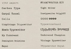 an old typewriter with several different types of font