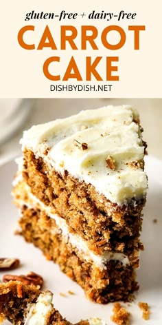 a piece of carrot cake with cream cheese frosting