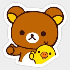 a brown teddy bear holding a yellow duck