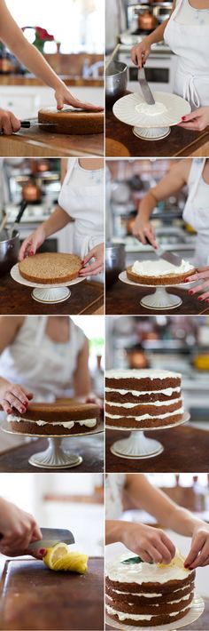 the process of making cake is shown here