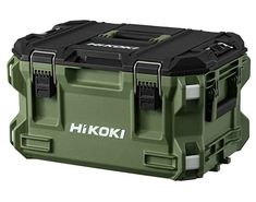 a green and black cooler with the words hikoki on it