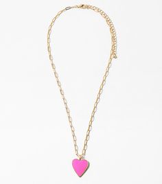 16” +3” extender - the prettiest pink enamel heart with rectangle chain Trendy Pink Necklace With Adjustable Chain, Trendy Pink Chain Necklace With Adjustable Chain, Pink Cable Chain Jewelry Gift, Pink Beaded Chain Necklace As Gift, Trendy Pink Necklaces For Everyday, Trendy Pink Chain Necklace, Trendy Pink Necklace For Everyday, Pink Heart-shaped Jewelry With Delicate Chain, Trendy Heart Pendant Jewelry With Heart Print