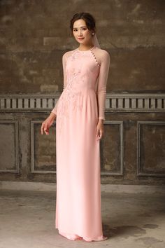 Wedding Ao Dai, Dream Tea, Modern Bridesmaid, Vietnamese Traditional Dress, Pink Embroidery, Tulle Sleeves, Embroidery Lace, Kurta Designs, Tea Ceremony