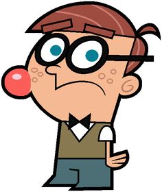 a cartoon man with glasses blowing a bubble