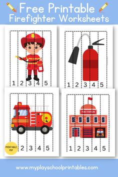 Let's learn about fire safety for kids with these free fire truck printable and much more! Firefighter Unit Preschool, Fire Truck Puzzle Printable, Safety Math For Preschool, Firefighter Games Preschool, Fire Safety Preschool Printables Free, I Spy Firefighter, Fire Station Activities For Preschool, Fire Safety Preschool Free Printables