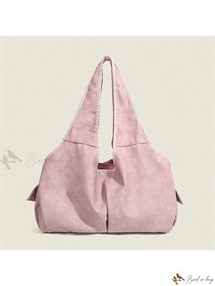 Bird in Bag - Y2K Shoulder Bag with Bow Decoration: Stylish Handbag for Commuting with Large Capacity and Versatile Tote Design Large Capacity Canvas Hobo Bag For School, Large Capacity Pink Hobo Bag For Travel, Pink Casual Satchel Hobo Bag, Casual Pink Satchel Hobo Bag, Large Capacity Solid Color Bags For Spring, Canvas Hobo Bag With Pockets For Errands, Spring Canvas Shoulder Bag With Pockets, Softback Canvas Shoulder Bag With Pockets, Pink Large Capacity Hobo Bag For Daily Use