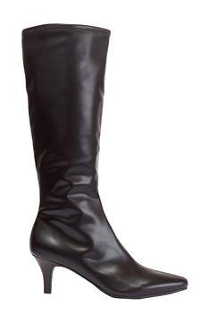 Impo stretch boots are known for their flawless fit, and the Noland tall shaft boot delivers just that! It has a streamlined silhouette with the functionality of easy-to-wear low heels and a stylish pointed toe. These second-skin stretch boots mold perfectly to the leg every time you put them on. Masterfully minimalistic, they stand to be a wardrobe mainstay for seasons to come! 2.25" heel 14" shaft height; 15 1/2" opening circumference Pointed toe Side zip closure Memory foam closure Man-made o Dress Boots Women, Dress Boot, Tall Dress, Stretch Boots, Tall Dresses, How To Stretch Boots, Second Skin, Dress With Boots, Low Heels