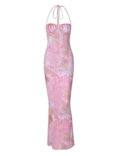 Get ready to turn heads in the Alexia Corset Maxi Dress! This stunning dress in pink features a sleeveless design with a strappy halterneck, high waist, and bodycon fit. The retro pastel tie-dye print adds a touch of elegance and romance. Part of the Good Girl Things Spring-Summer Collection, this dress is perfect for those who want to make a stylish statement. Details Alexia Corset Maxi Dress in Pink Sleeveless Strappy Halterneck High Waist Bodycon Retro Pastel Tie-Dye Print Elegant, Stylish, Romantic Good Girl Things Spring-Summer Collection Beach Holiday Dresses, Elegant Maxi Dress, Sleeveless Gown, Halter Maxi Dress, Sleeveless Long Dress, Event Details, Halter Maxi, Floral Print Maxi Dress, Floral Print Maxi