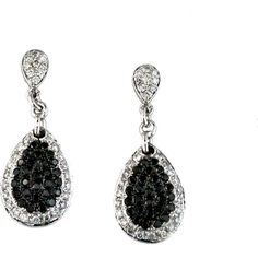 Royal Luxe 14K White Gold Black Diamond & Diamond Earrings - Captivating Elegance Formal Black Diamond Earrings, Fine Jewelry Black Diamond Evening Earrings, Elegant Black Diamond Drop Earrings, Elegant Black Diamond Earrings, Elegant Black Diamond Earrings For Formal Occasions, Luxury Black Diamond Earrings For Evening, Formal Black Diamond Earrings Fine Jewelry, Evening White Gold Diamond Earrings, Formal Pear-shaped Pave Setting Earrings