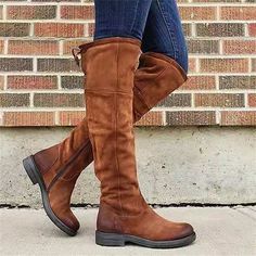 Women's Boots Plus Size Work Boots Riding Boots Outdoor Daily Solid Color Over The Knee Boots Knee High Boots Thigh High Boots Winter Buckle Flat Heel Round Toe Vintage Casual Minimalism Faux Leather 2024 - $52.99 Brown Knee-high Boots For Winter, Casual Wide Calf Winter Boots, Casual Wide Calf Boots For Winter, Wide Calf Over-the-knee Boots For Winter, Over The Knee Boots For Winter, Fall Wide Calf Knee-high Boots, Wide Calf Knee-high Winter Boots, Winter Wide Calf Over-the-knee Boots, Tall Knee-high Boots For Fall