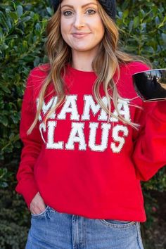 Mama Claus Sweatshirt Preppy Pineapple, Trendy Patches, Affordable Boutique Clothing, Red Sweatshirt, Patches Fashion, Christmas Shirts, Boutique Clothing, Unisex Sweatshirt, Clothing Accessories