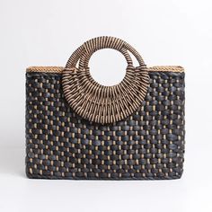 Item Details #H281 Description (Please Read!) Double top handle Polyester Lining Style: handbag, carrying handbag, tote bag, Shoulder handbag Specifications: 25cm(Height)X38cm(Upper Width)X12cm(width) Carrying: 12cm Color: Black Technics: Hand Woven Condition: New Material: Straw ... Bags Macrame, Cannoli Dip, Crocheted Purses, Bamboo Bags, Rattan Bags, Macrame Bags, Say No More, Bamboo Bag, Straw Handbags