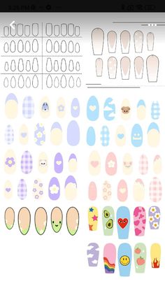 the nail stickers are all different shapes and sizes