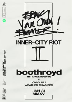 an advertisement for the inner city riot tour with some writing on it and another type of artwork