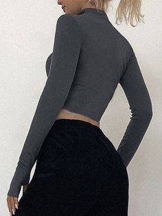 ⚡️Free Shipping 2022 Half Zip Long Sleeve Crop Top Black S under $16.00 in Tops&Tees at AnotherChill.com Online. Style: Street. Color: Gray, Black. Fabric Content: Polyester Blend. Fit Type: Slim fit. Neckline: Stand Collar. Sleeve Length: Long Sleeve. Design: With Thumb Hole Detail, Half Zip Fastening. ✓2022 SUMMER OUTFITS. Check reviews and buy Half Zip Long Sleeve Crop Top today. Half Zip Shirt, Turtle Neck Crop Top, 2024 Spring Summer, Style Party, Cropped Tops, Long Sleeve Turtleneck, Solid Clothes, Casual T Shirt, T Shirt Women