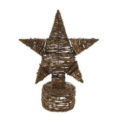 a wicker christmas tree decoration with a star on top