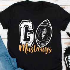 Go Team Football Team Fan Personalized Custom Football Unisex T-shirt Black T-shirt With Football Season Text Print, Black T-shirt With Text Print For Football Season, Graphic Tee T-shirt For Football Season With Screen Print, Graphic Tee T-shirt With Screen Print For Football Season, Graphic Tee With Screen Print For Football Season, Graphic Tee For Football Season With Heat Transfer Vinyl, Black School Spirit T-shirt With Screen Print, Graphic Tee T-shirt For Sports Events, Black T-shirt With Sublimation Print For School Spirit