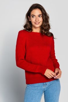 Standard Shipping: 9-21 days (depending on a country of delivery) Express Shipping: 2-3 business days. (Can be selected in a shopping cart at checkout) Please write your full address, name and phone number when you making an order. Cherry wool women's sweater.  High quality hand knitted.  Comfortable and warm for your casual day with a pair of jeans. 100% wool, Sizes (INT): M, L, L/XL, XL  Please refer to the size chart before placing an order. -If you would like other size, you could request a custom order with your own parameters: your height, bust, waist, hips, length of the sweater from the shoulder in cm or inch (plus 8 business days for manufacturing). -If you don't know what size you are feel free to contact us and tell your measurement. We will help you to choose the right size. - Red Wool Sweater For Fall, Classic Red Sweater For Fall, Casual Warm Red Sweater, Red Long Sleeve Polo Sweater For Winter, Red Wool Knit Sweater, Red Winter Sweater With Ribbed Cuffs, Classic Red Long Sleeve Sweater, Red Button-up Winter Sweater, Cozy Red Wool Sweater