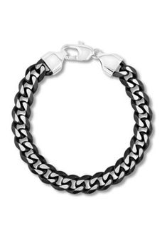 Perfect for gifting, this is a handsome set of stainless steel black ion-plated curb link chain bracelet and necklace. | Belk & Co Men's Curb Link Chain Bracelet and Necklace Set in Two-Tone Stainless Steel, Black Black Metal Bracelet With Curb Chain, Black Metal Curb Chain Bracelet, Modern Black Chain Link Jewelry, Modern Black Metal Chain Bracelet, Modern Black Metal Cuban Link Bracelet, Black Stainless Steel Bracelet With Curb Chain, Black Stainless Steel Curb Chain Bracelets, Black Metal Chain Bracelet With Stainless Steel Clasp, Modern Black Cuban Link Bracelet