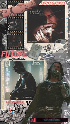 an image of some sort of collage with many different things in the background and text