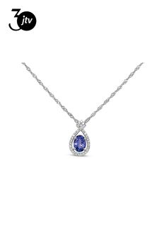 Rhodium Over Sterling Silver 8x6mm Oval Tanzanite and Cubic Zirconia Pendant 1.25ctw Diamond White Oval Jewelry With Birthstone, Dazzling Oval Gemstones With Halo Setting, Oval Diamond White Jewelry With Birthstone, White Gold Oval Gemstones Fine Jewelry, Dazzling Oval Cubic Zirconia Gemstones, Oval Brilliant Cut Gemstones For Fine Jewelry, Oval Brilliant Cut Dazzling Gemstones, Dazzling Oval Brilliant Cut Gemstones, Dazzling Oval Gemstones With Brilliant Cut