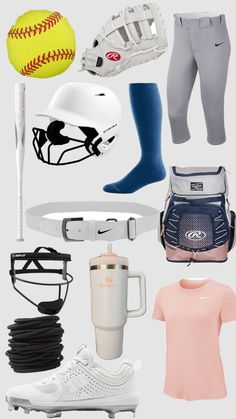 various sports items are grouped together to form a collage